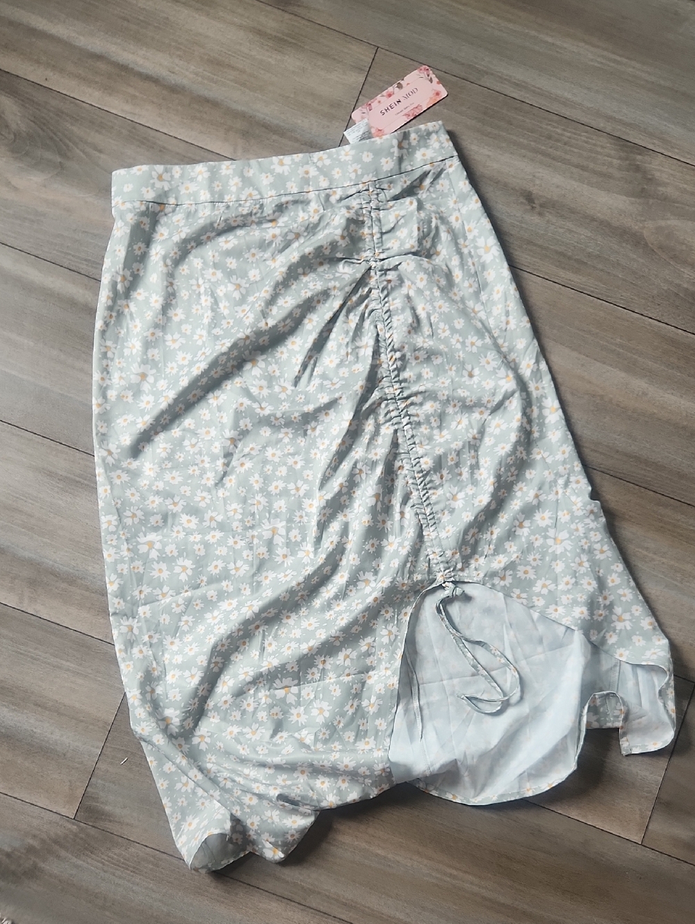 SHEIN Sage Green Floral High-Low Skirt
